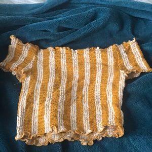 Yellow & white striped cropped top